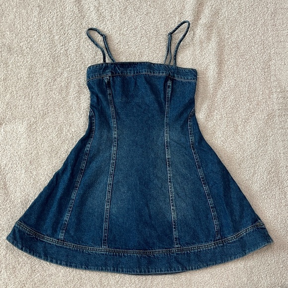 NEW Reformation Elma Denim Mini Dress Size 2 - Picture 6 of 11
